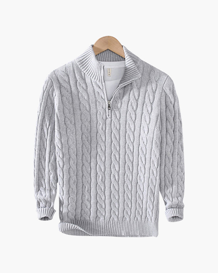 Men's Cotton Cable Knit Quarter Zip Jumper