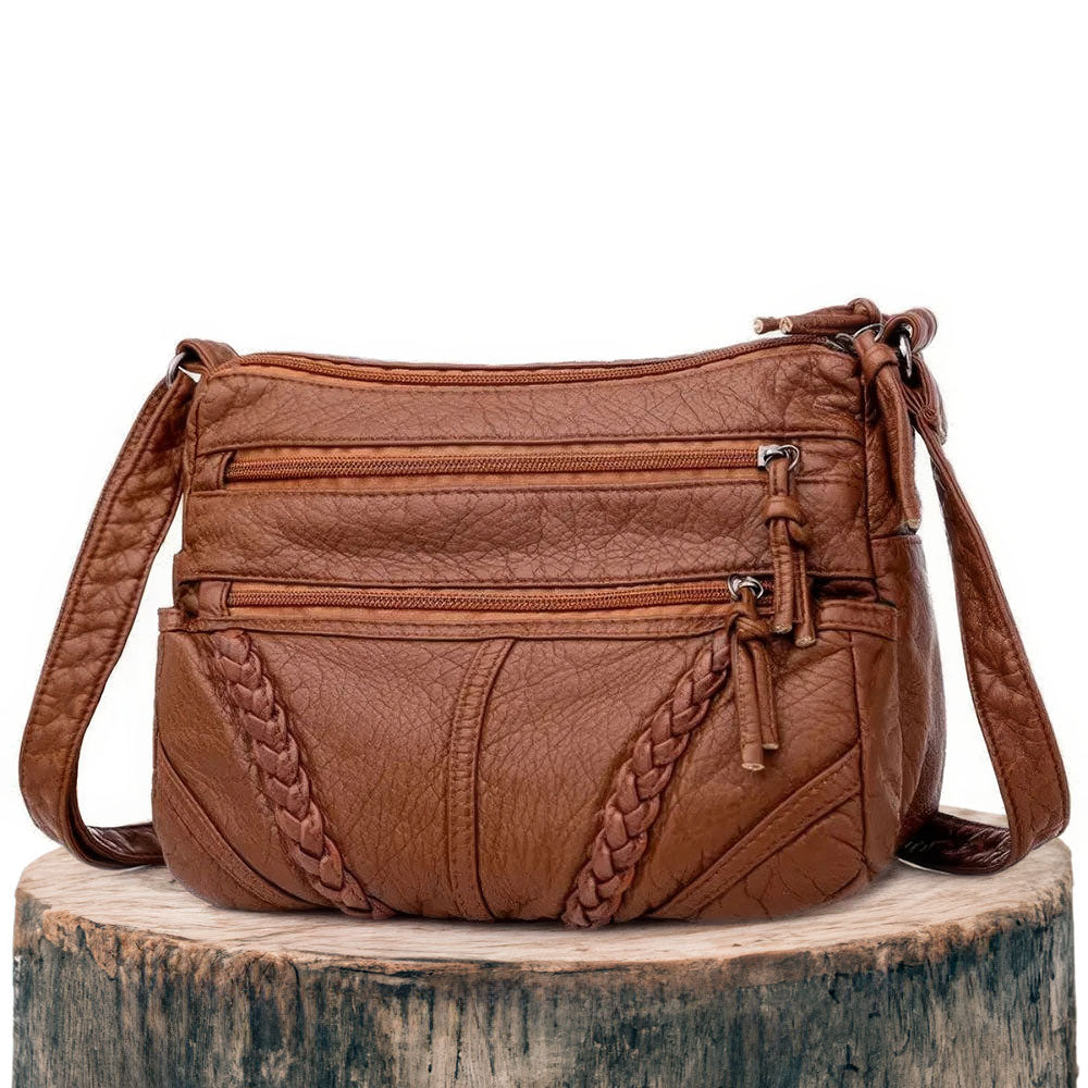 Women's Crossbody Bag with Woven Trim Detail