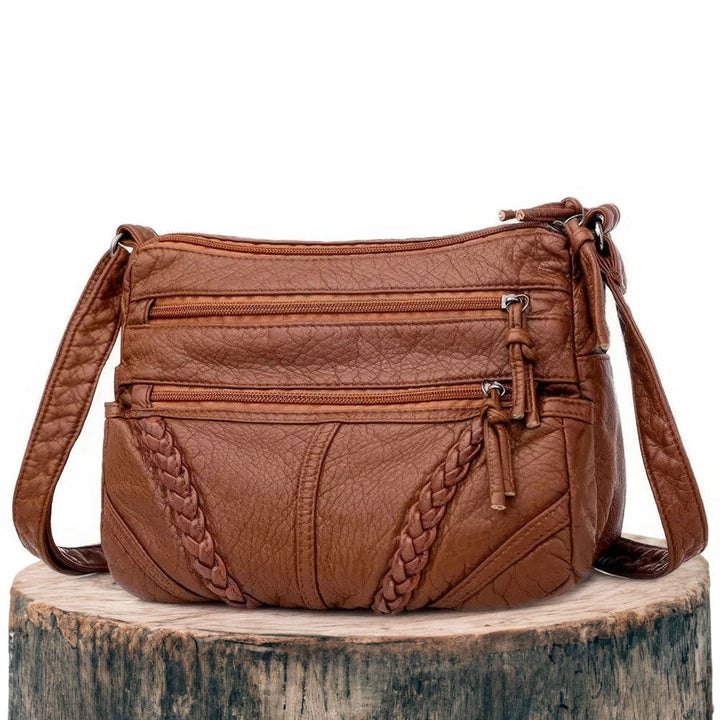 Women's Crossbody Bag with Woven Trim Detail