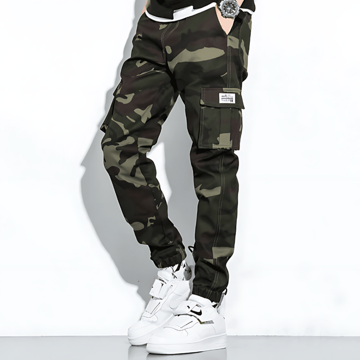 Men's Camouflage Cargo Joggers with Cuffed Hem
