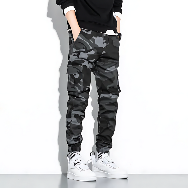 Men's Camouflage Cargo Joggers with Cuffed Hem