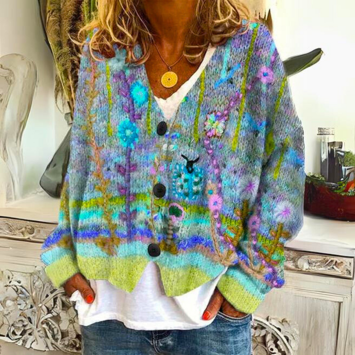 Women's Floral Embroidered Knit Cardigan