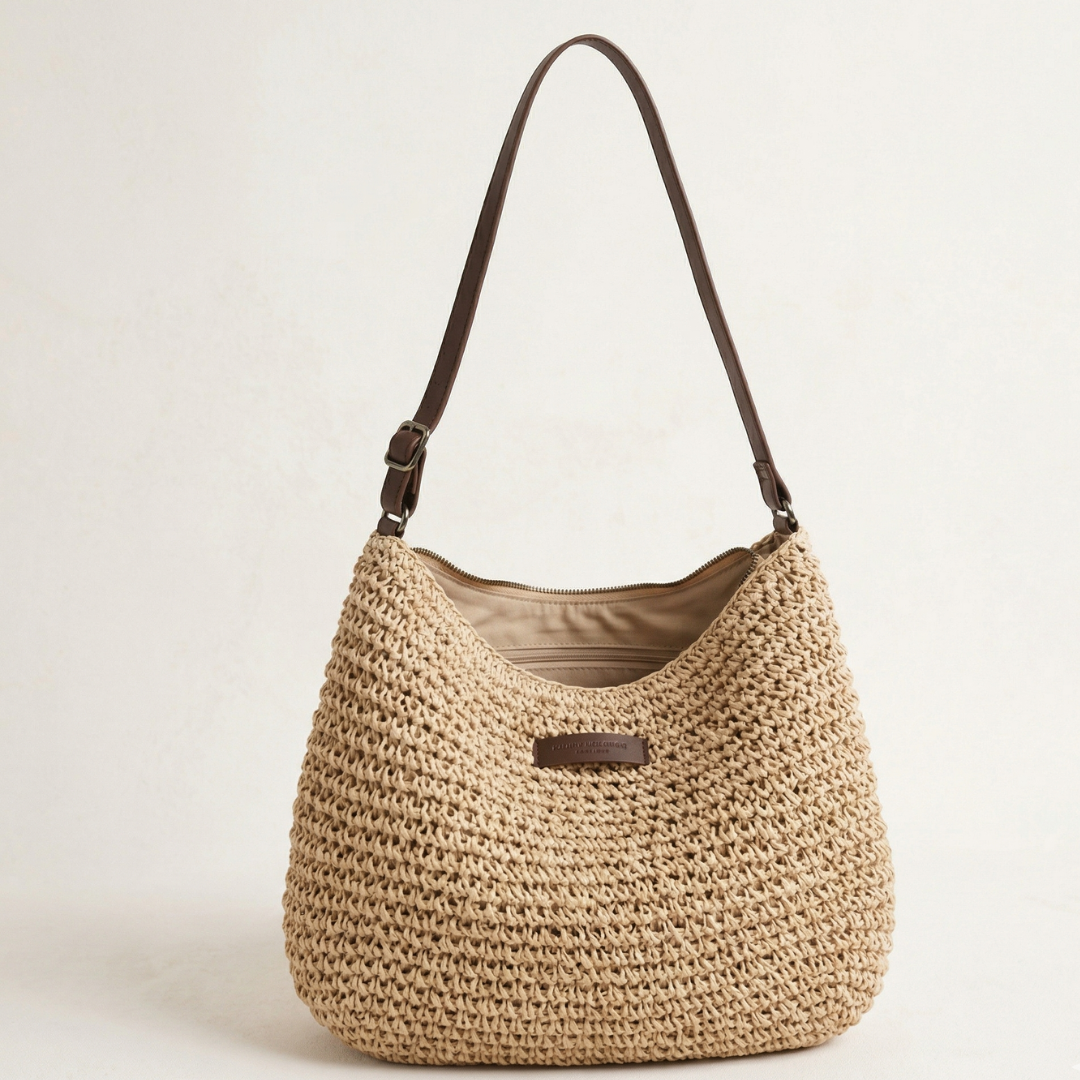 Women's Woven Straw Hobo Bag with Adjustable Strap