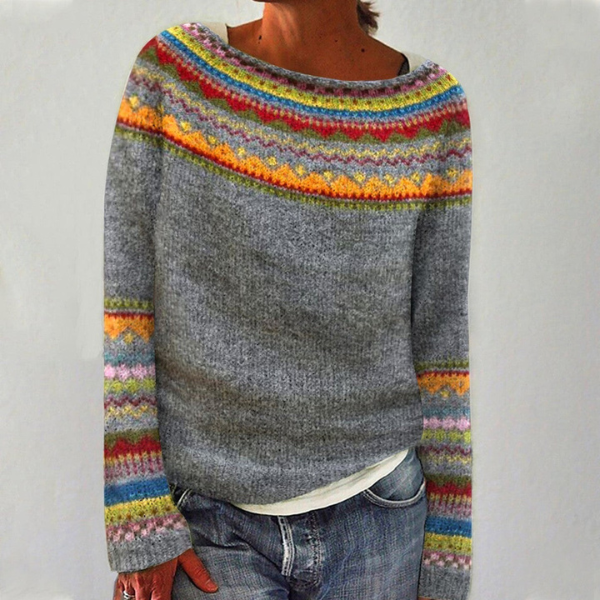 Pull pour femme à motif jacquard Fair Isle et coupe confortable
