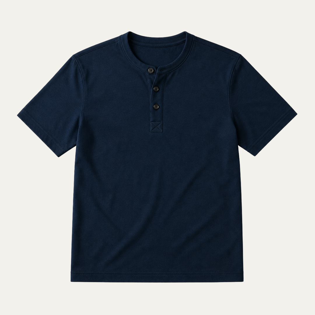 Men’s Short Sleeve Henley Shirt with Button Placket