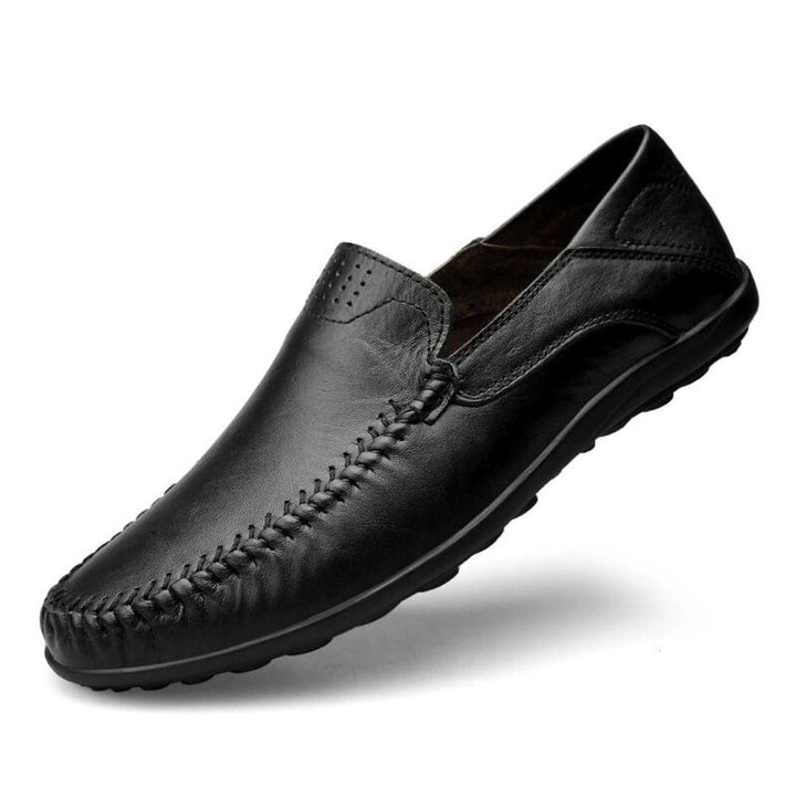 Men's Leather Moccasin Loafers with Flexible Sole