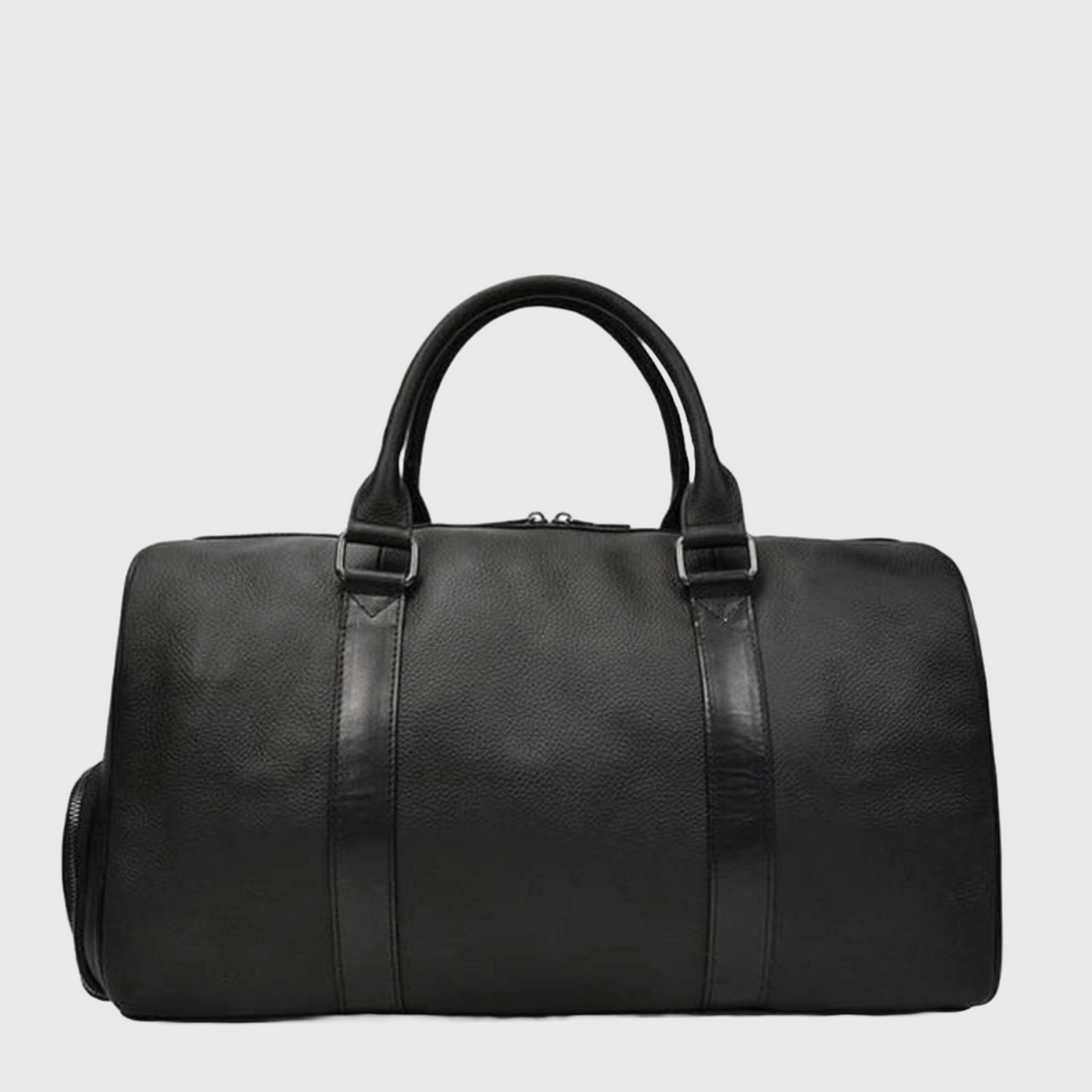Leather Duffel Bag with Double Top Handle