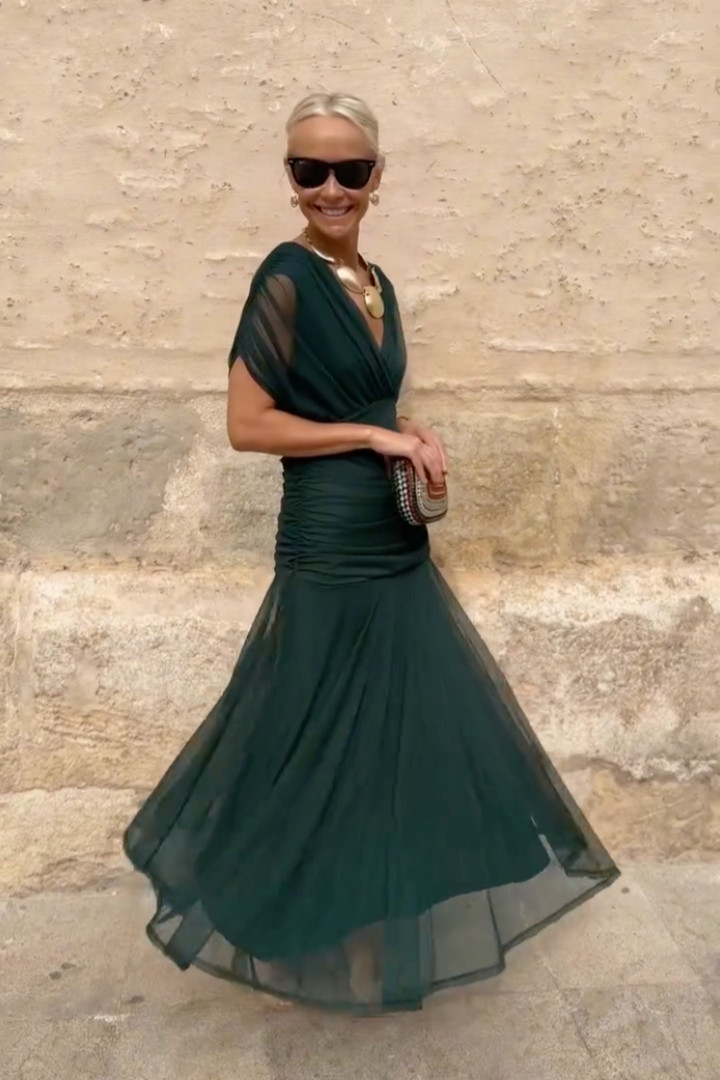 Elegant V Neck Maxi Dress