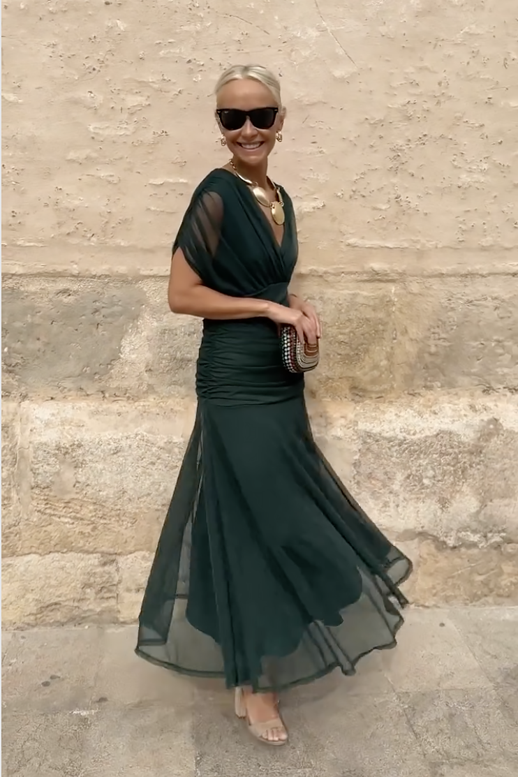 Elegant V Neck Maxi Dress