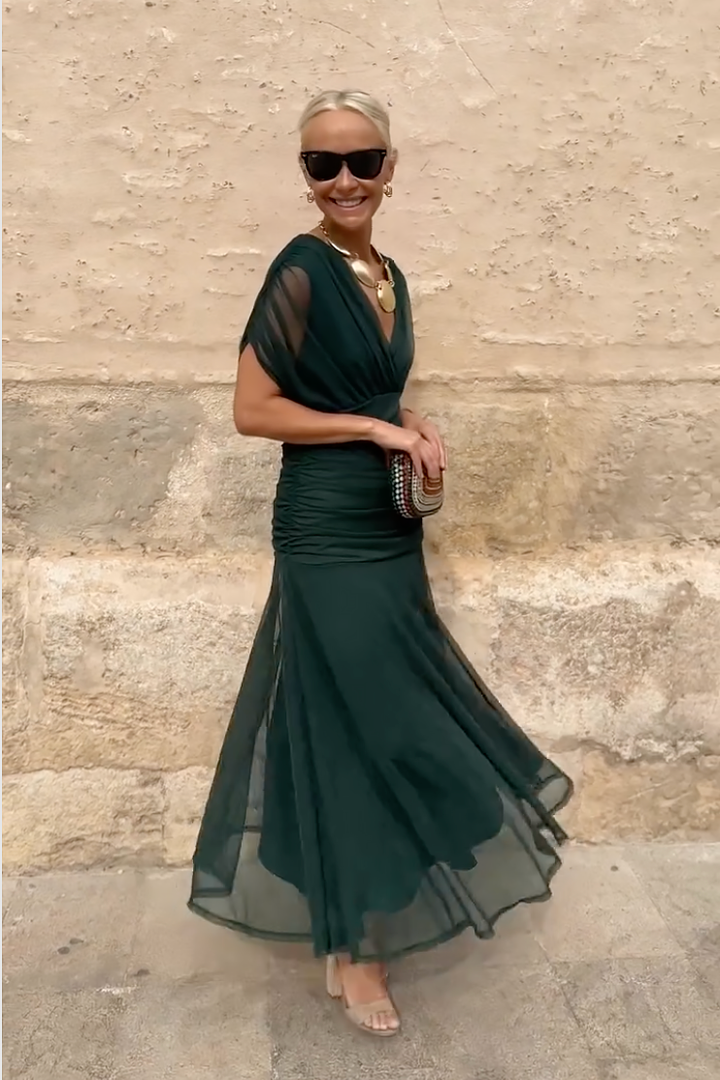 Elegant V Neck Maxi Dress