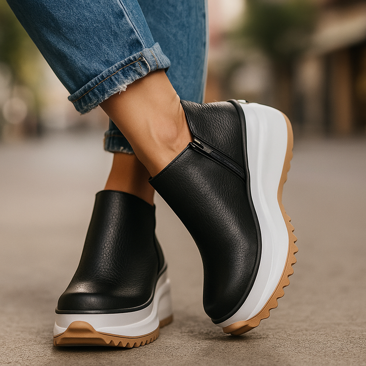 Women's Orthopaedic Platform Ankle Boots with Side Zip