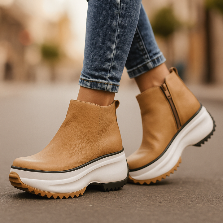 Women's Orthopaedic Platform Ankle Boots with Side Zip