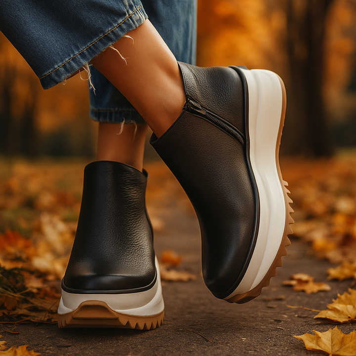 Women's Orthopaedic Platform Ankle Boots with Side Zip