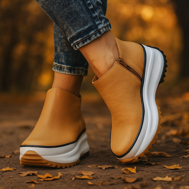 Women's Orthopaedic Platform Ankle Boots with Side Zip