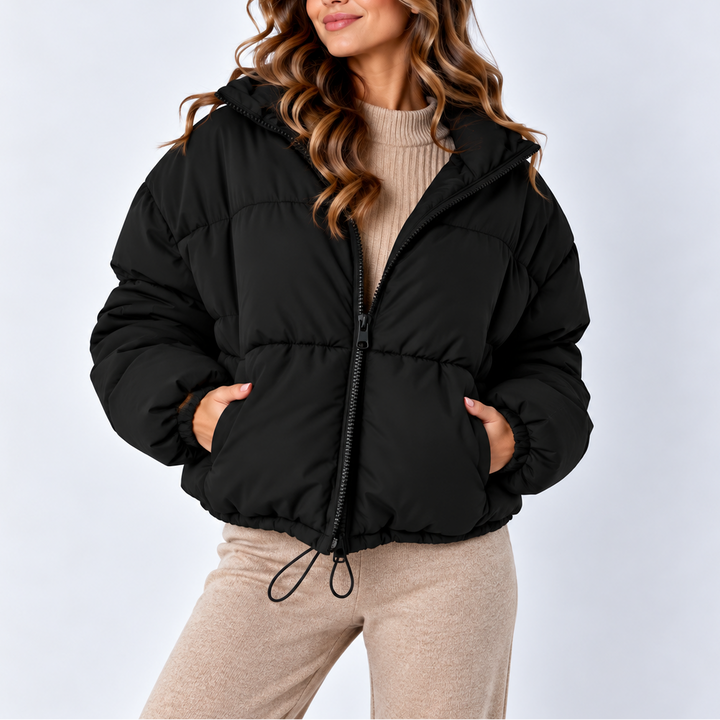 Women's Oversized Puffer Jacket with Drawstring Hem