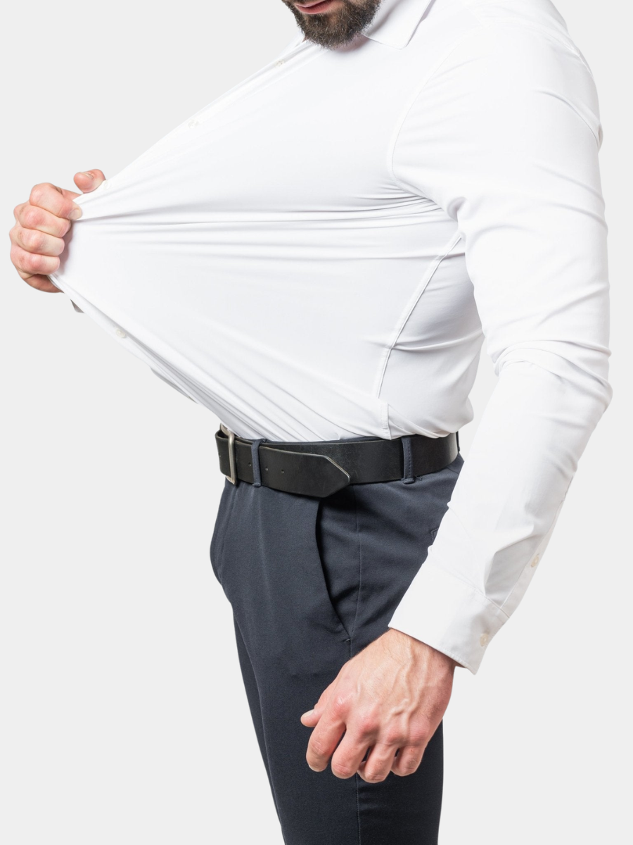 Men's Long-Sleeve Button-Down Shirt with Spread Collar