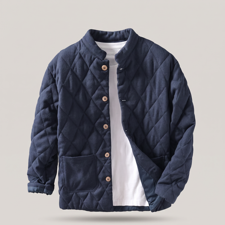Men's Quilted Button-Front Jacket with Lightweight Padding
