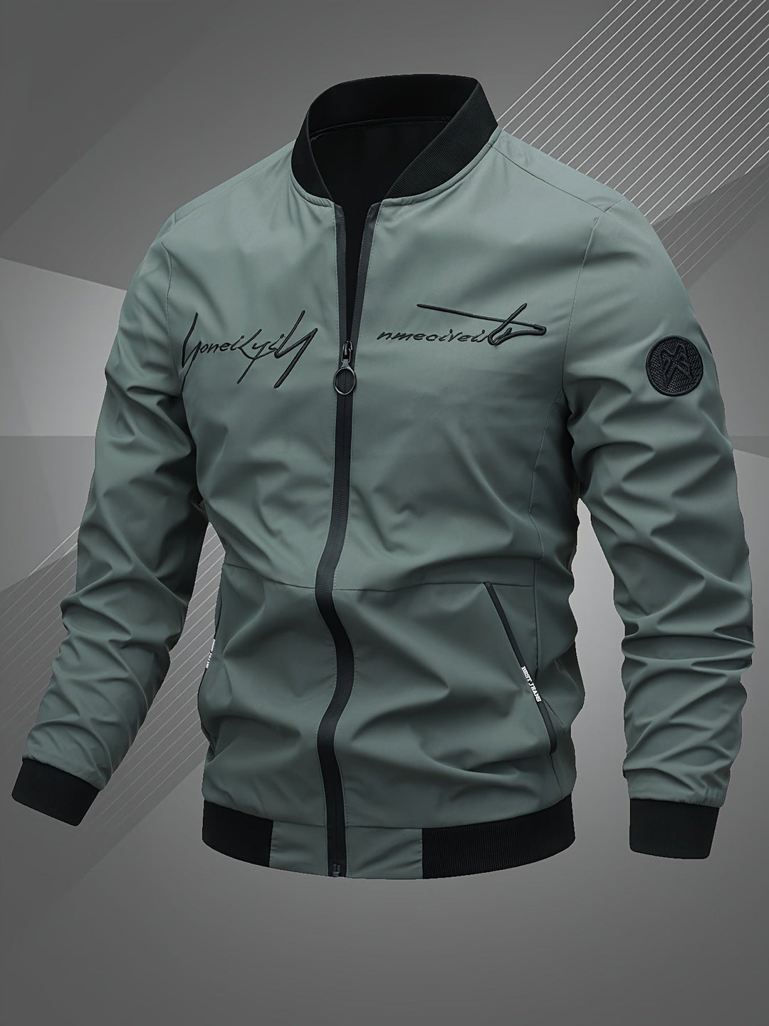 Men's Bomber Jacket with Stand Collar