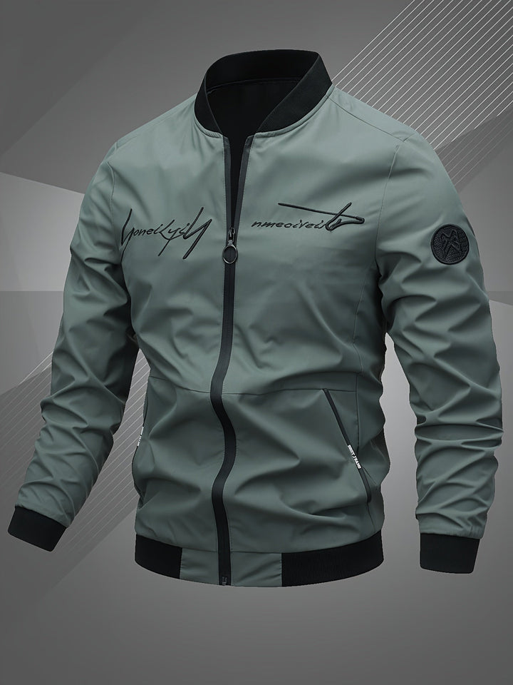 Men's Bomber Jacket with Stand Collar