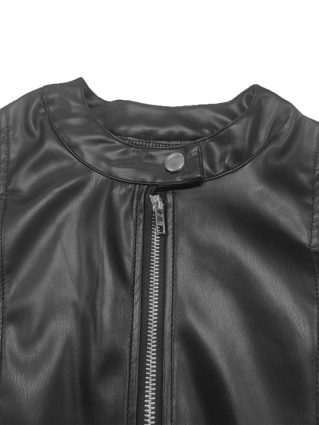 Women's Cropped Zip-Up Jacket with Stand Collar