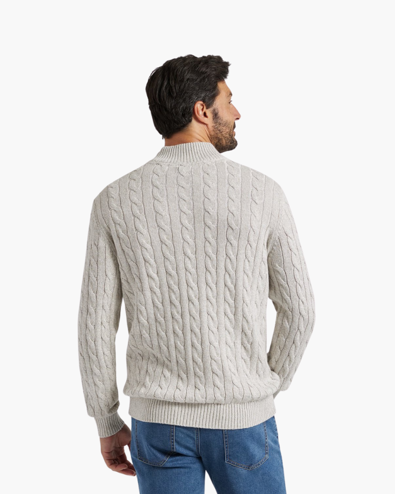 Men's Cotton Cable Knit Quarter Zip Jumper