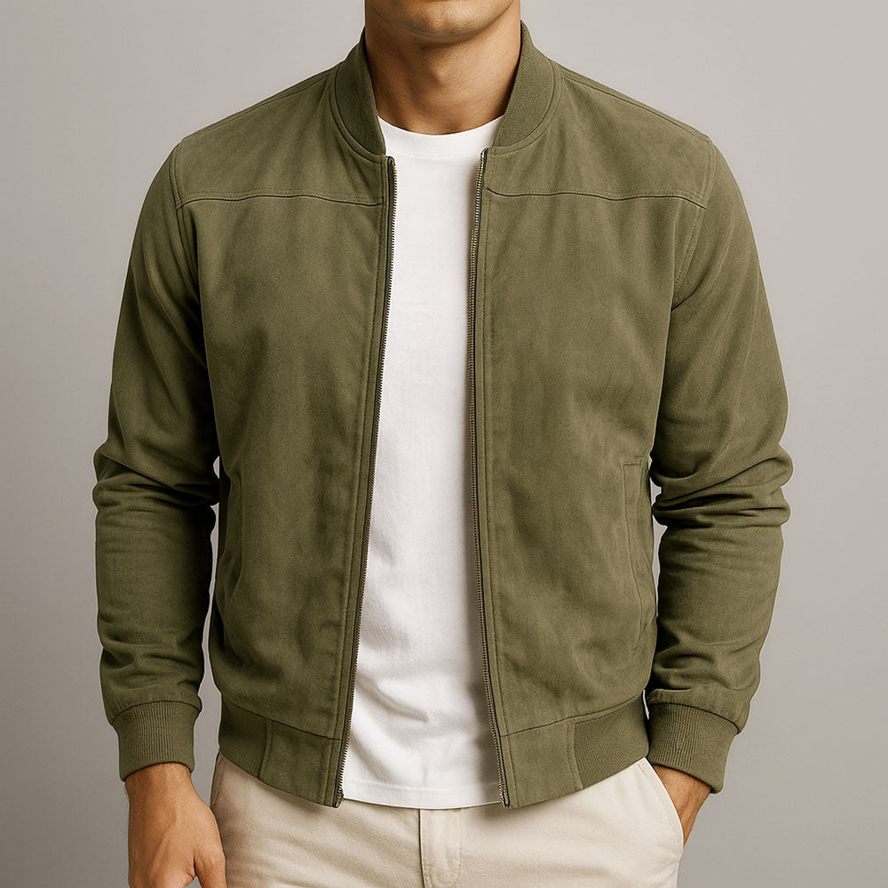 Men's Suede Bomber Jacket