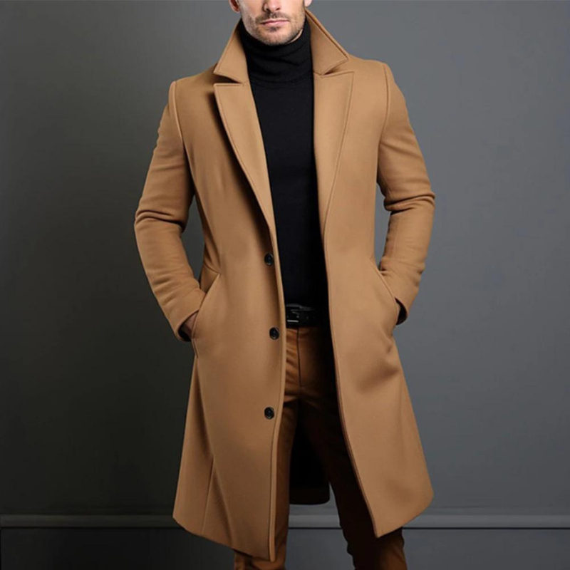 Men's Longline Wool Overcoat