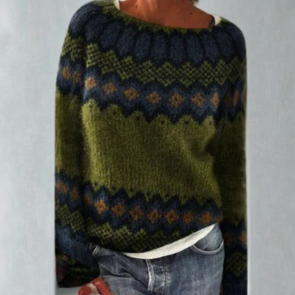 Pull pour femme à motif jacquard Fair Isle et coupe confortable
