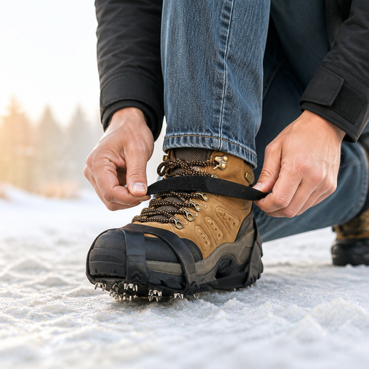 11-Spike Stainless Steel Ice Cleats with Velcro Strap
