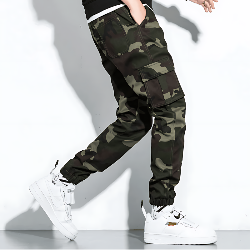 Men's Camouflage Cargo Joggers with Cuffed Hem