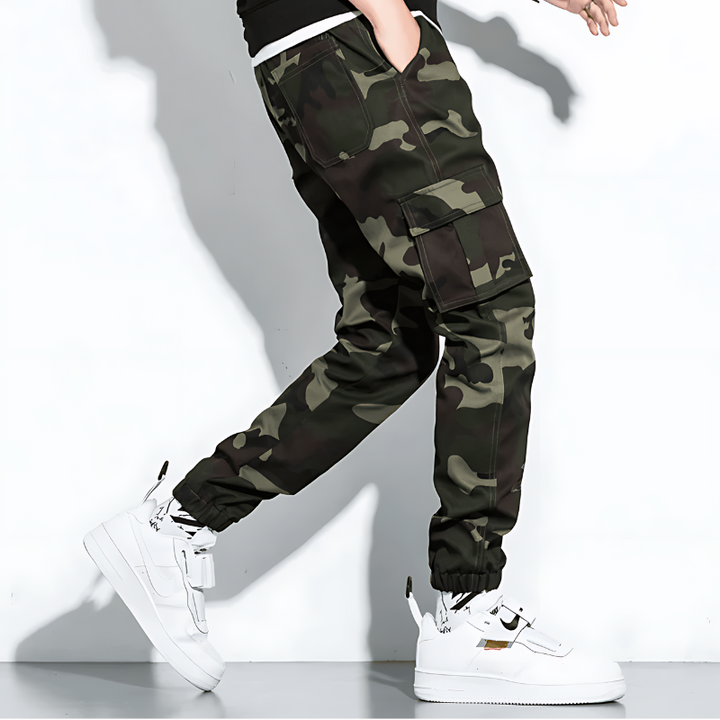 Men's Camouflage Cargo Joggers with Cuffed Hem