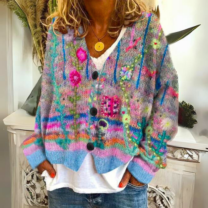 Women's Floral Embroidered Knit Cardigan