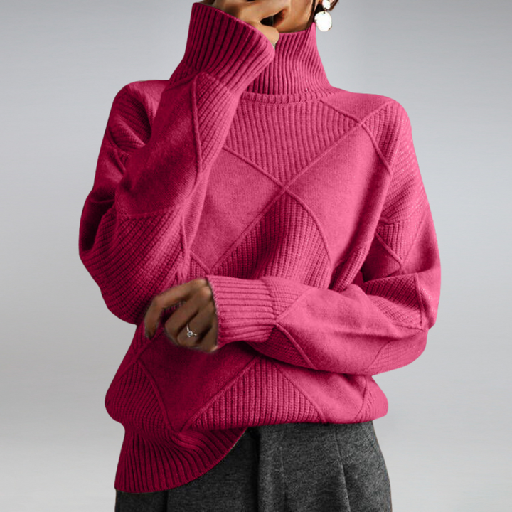Women's Textured Roll Neck Knit Jumper