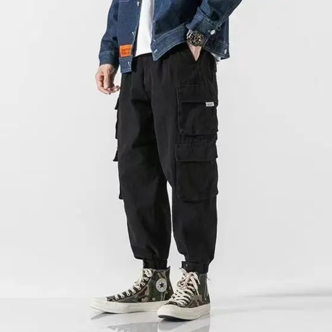 Men's Multi Pocket Cargo Trousers Tapered Fit