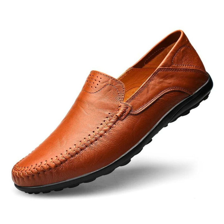Men's Leather Moccasin Loafers with Flexible Sole