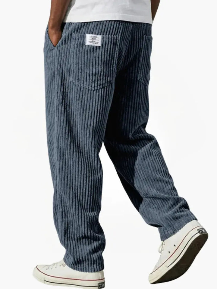 Men's Corduroy Wide-Leg Trousers with Patch Pocket