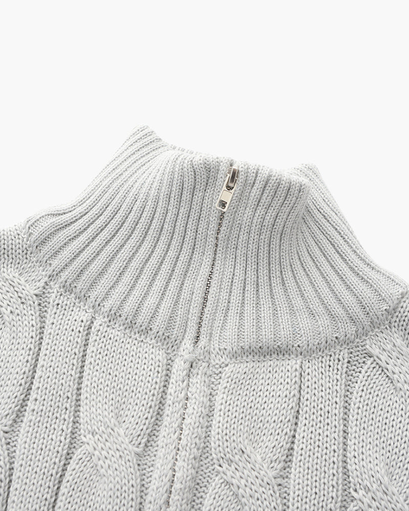 Men's Cotton Cable Knit Quarter Zip Jumper