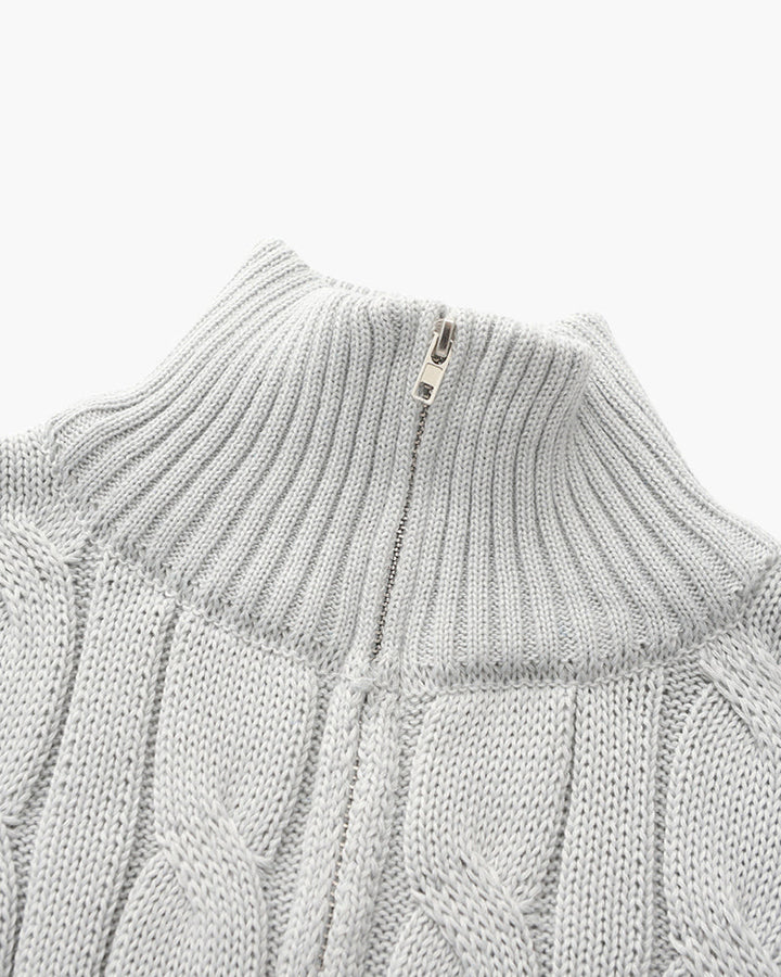 Men's Cotton Cable Knit Quarter Zip Jumper