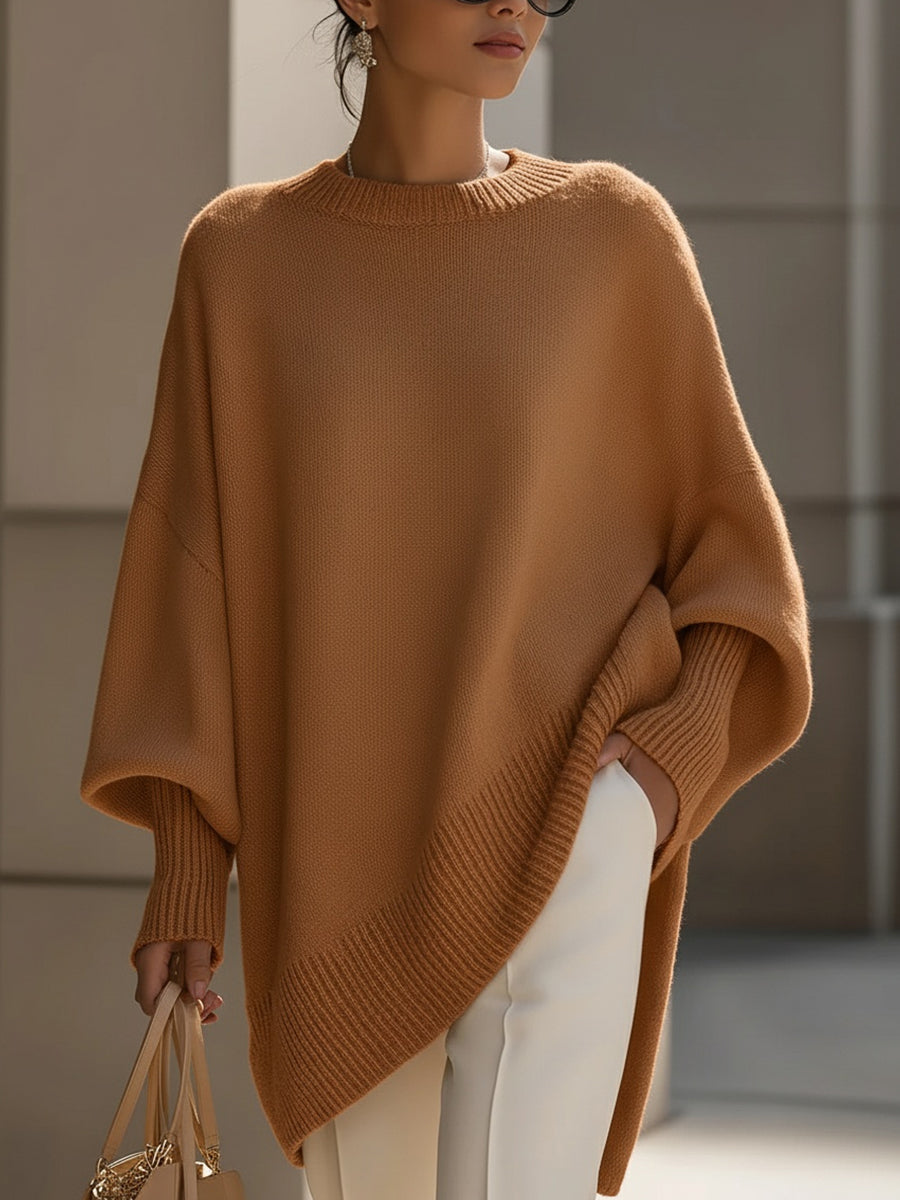 Pull oversize pour femme en mélange de laine avec ourlet asymétrique