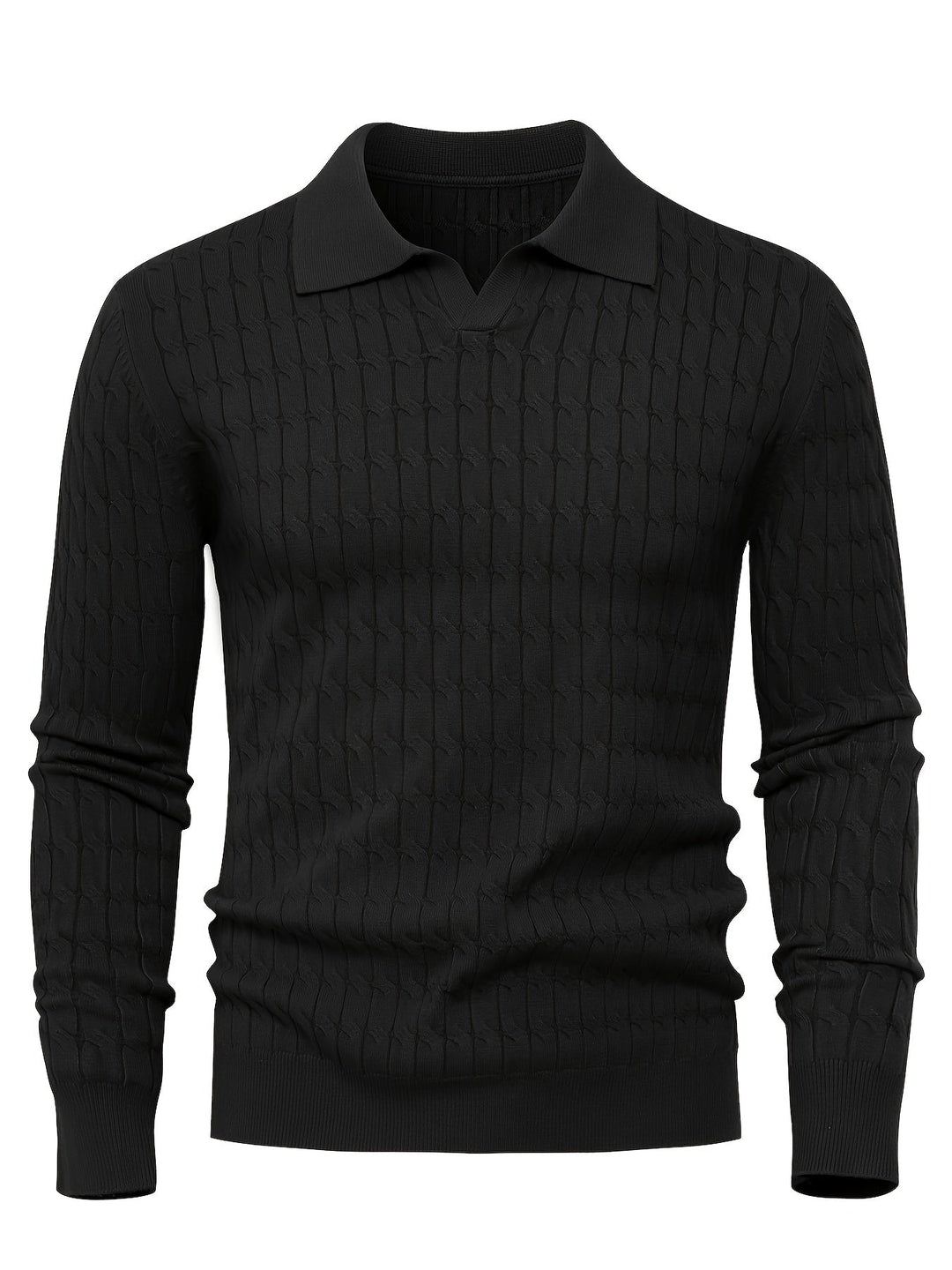 Men's Textured Knit Polo Jumper