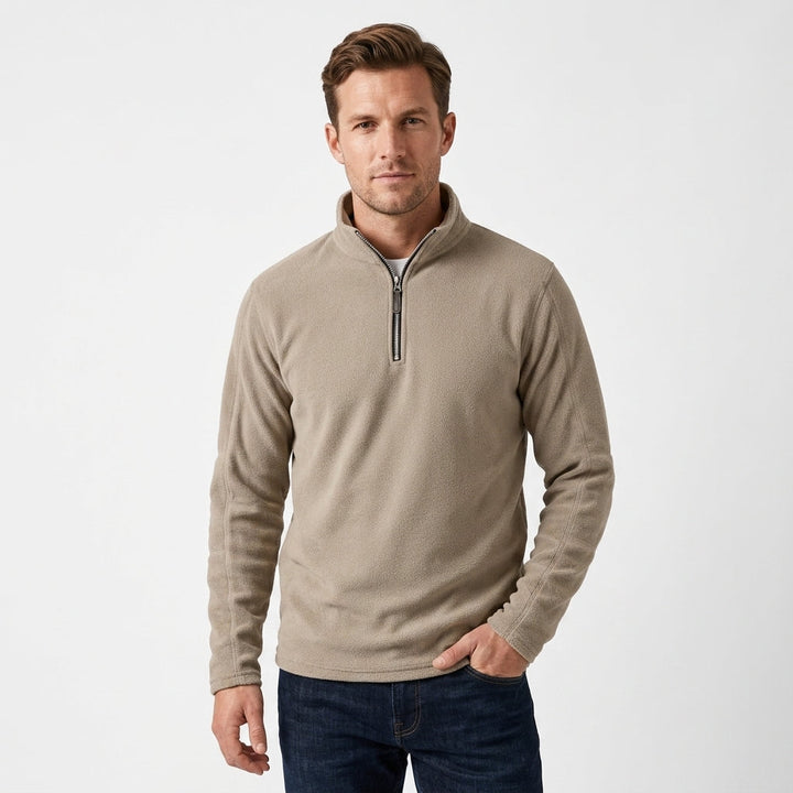 Men's Fleece Quarter-Zip Sweatshirt with Stand Collar