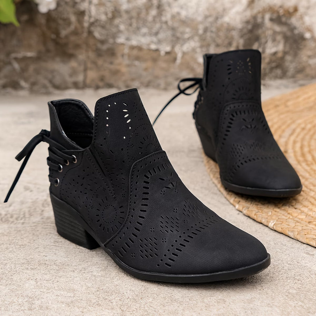 Bottines femme ajourées avec fermeture éclair latérale