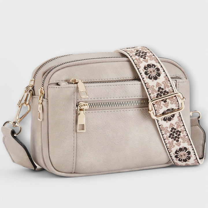 Women's Structured Crossbody Bag with Woven Guitar Strap