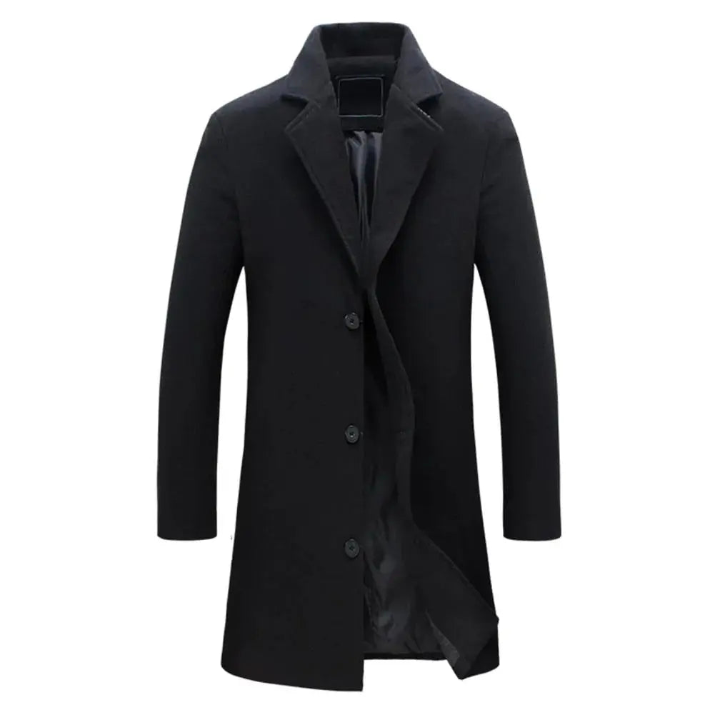 Men's Tailored Longline Trench Coat with Notch Lapel