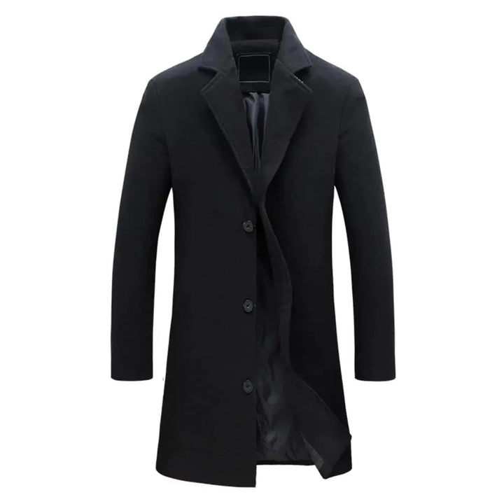 Men's Tailored Longline Trench Coat with Notch Lapel