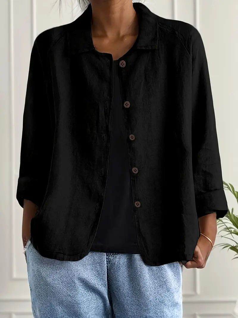 Women's Cotton Linen Shirt Cardigan in a Relaxed Fit