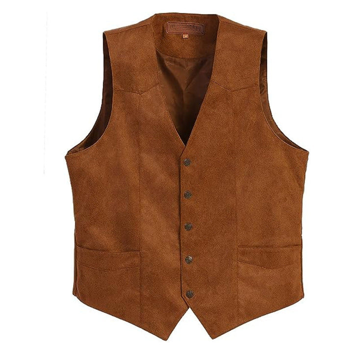 Men's Suede Western Waistcoat with Button Front