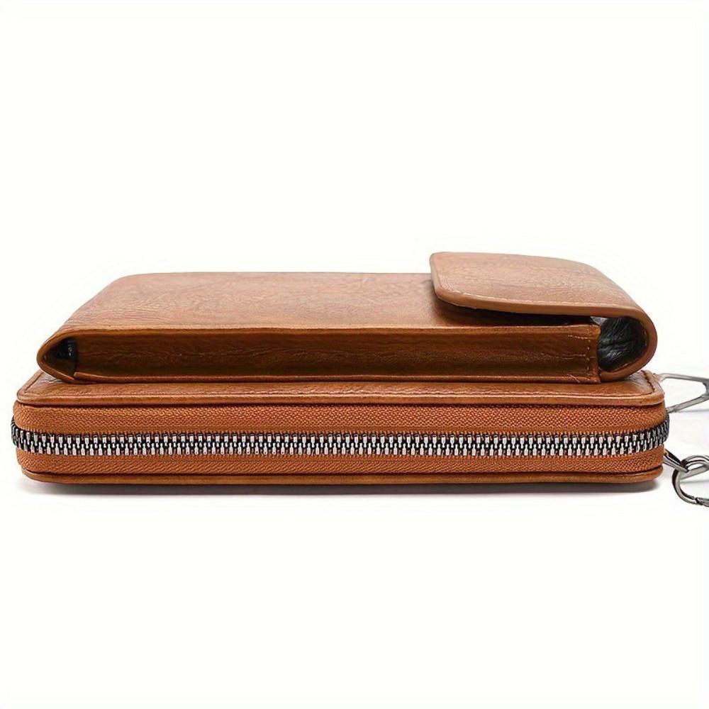 Women's Leather Crossbody Handbag with Wristlet Strap