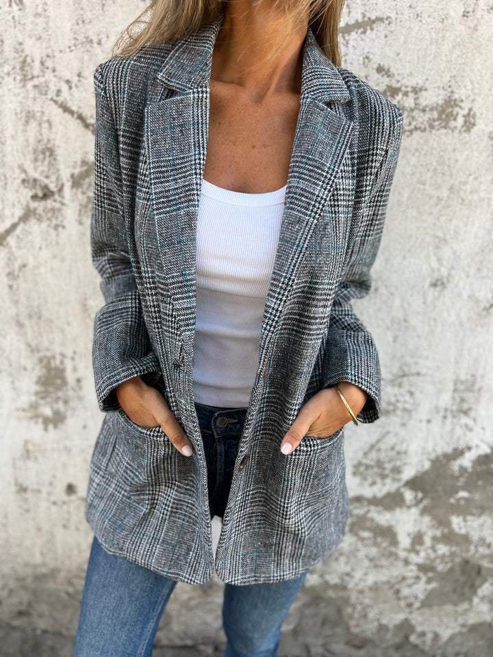 Women's Check Print Tailored Blazer