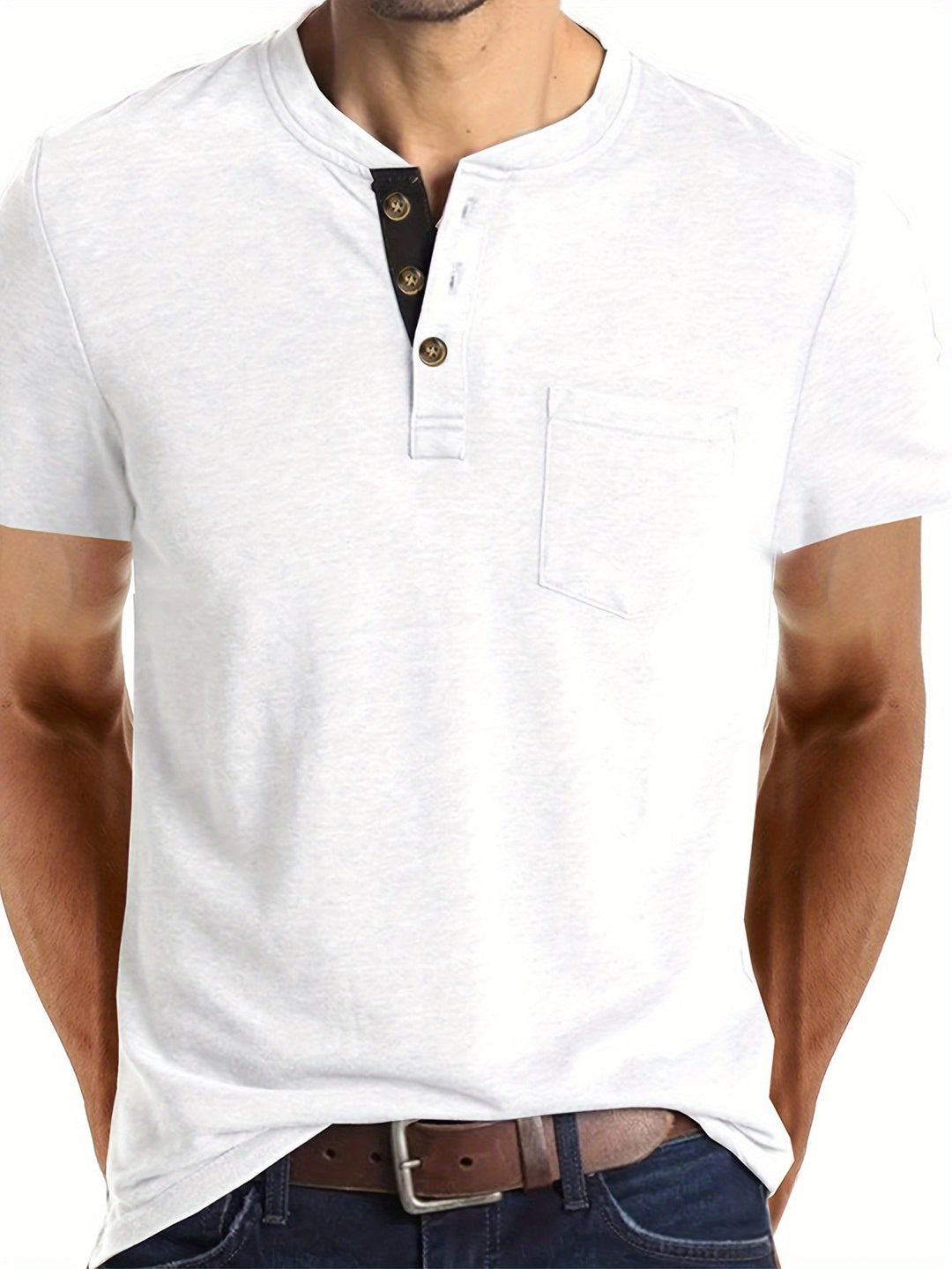 Men's Henley T-Shirt with Chest Pocket